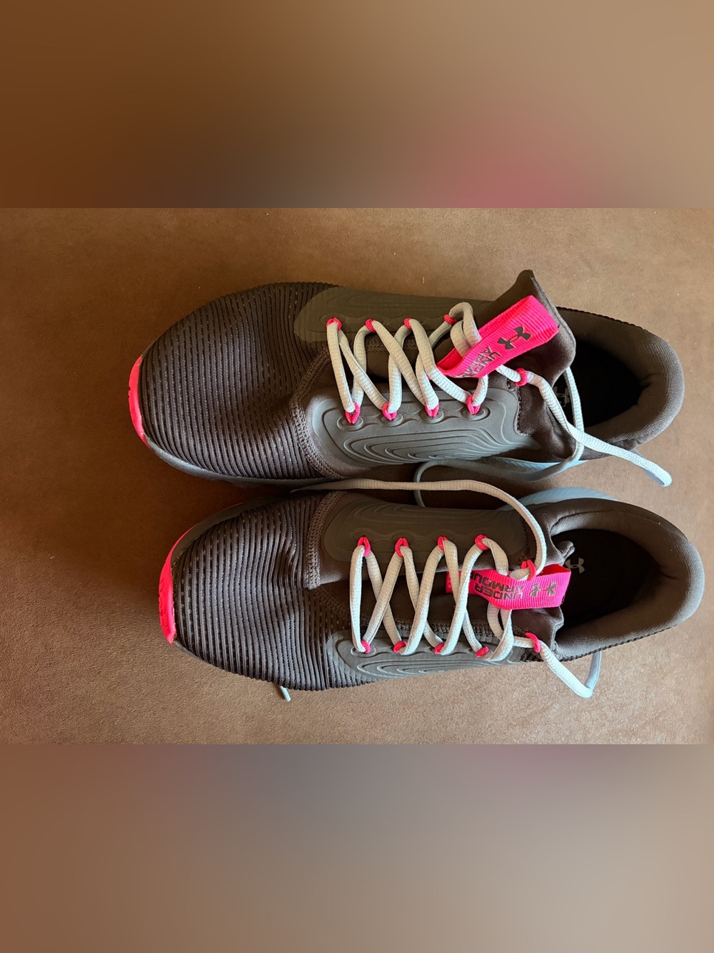 Under Armour Women’s Gray Athletic Sneakers with Pink Accents